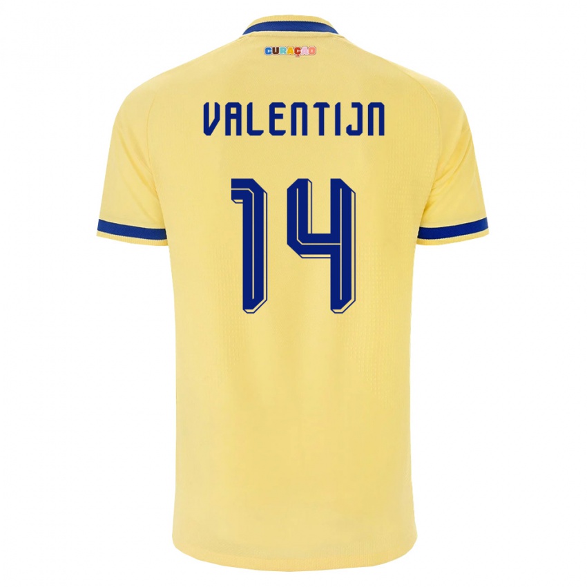 נשים קוראסאו Jurvain Valentijn #14 צהוב כהה ורוד הרחק ג'רזי 26-28 חולצה קצרה