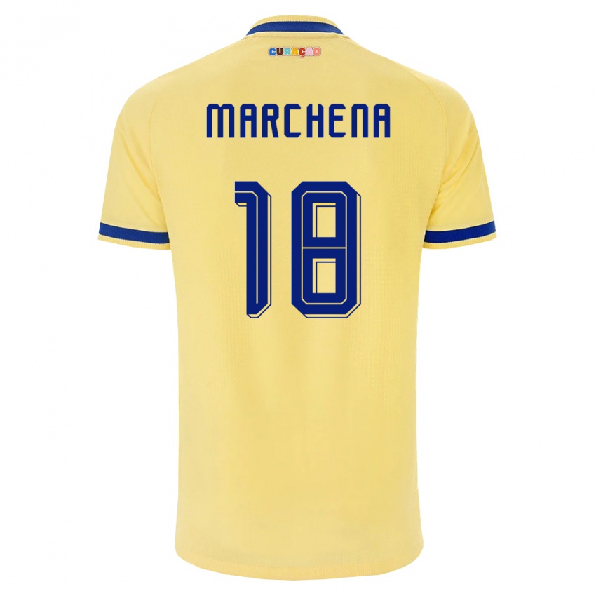 נשים קוראסאו Tarino Marchena #18 צהוב כהה ורוד הרחק ג'רזי 26-28 חולצה קצרה