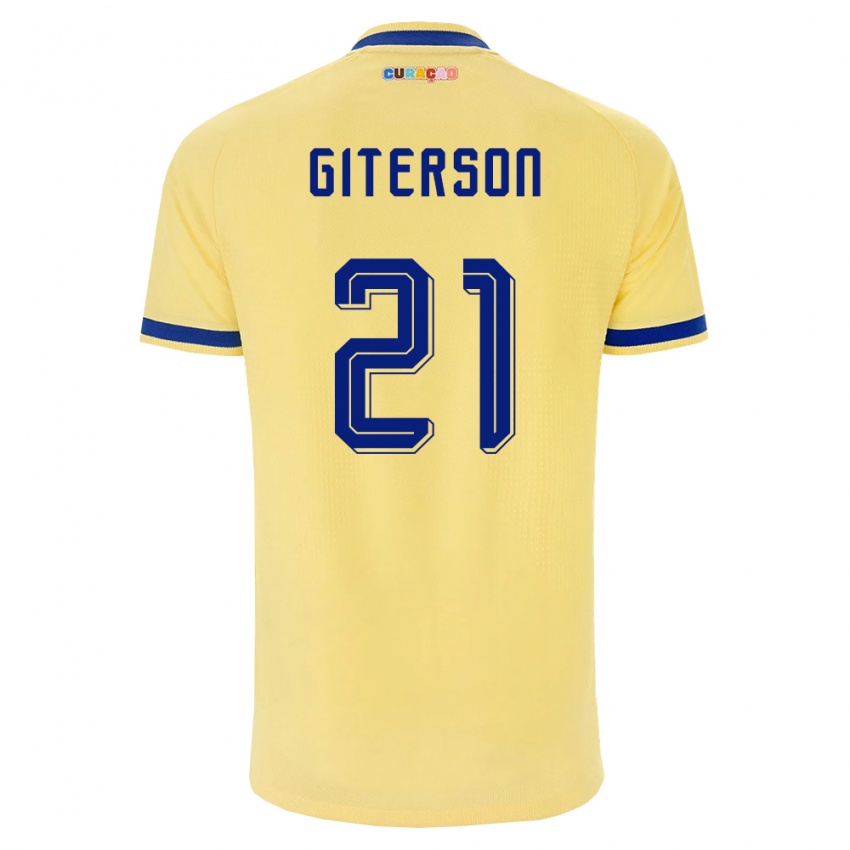 נשים קוראסאו Jurvensly Giterson #21 צהוב כהה ורוד הרחק ג'רזי 26-28 חולצה קצרה