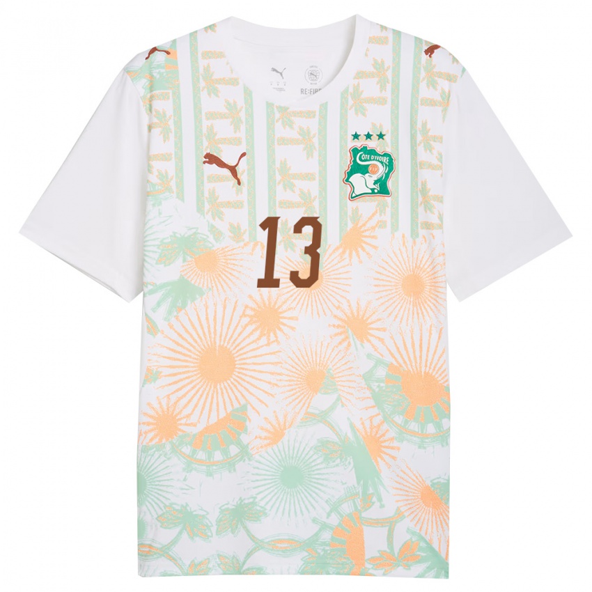 נשים חוף השנהב Sidiki Traore #13 לבן כתום ירוק הרחק ג'רזי 26-28 חולצה קצרה