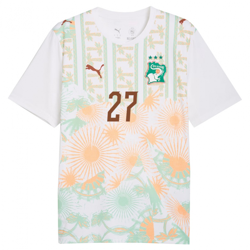 נשים חוף השנהב פארפה גיאגון #27 לבן כתום ירוק הרחק ג'רזי 26-28 חולצה קצרה