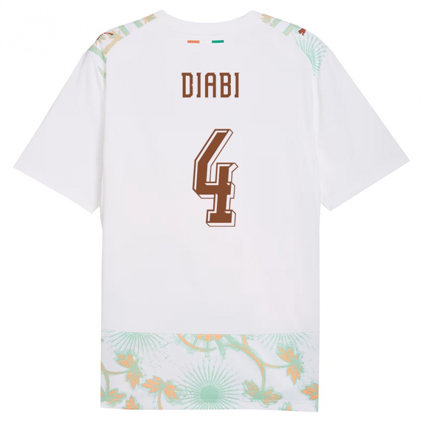 נשים חוף השנהב Ismail Diabi #4 לבן כתום ירוק הרחק ג'רזי 26-28 חולצה קצרה