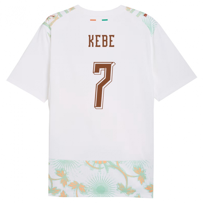 נשים חוף השנהב Bakary Kebe #7 לבן כתום ירוק הרחק ג'רזי 26-28 חולצה קצרה