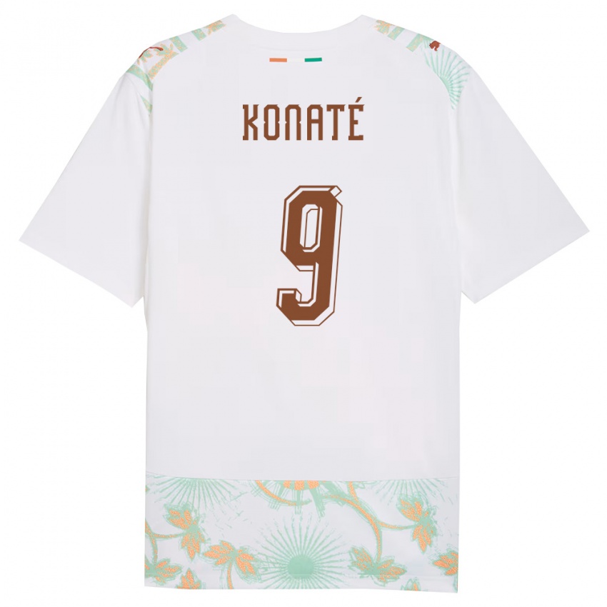 נשים חוף השנהב Oumar Konaté #9 לבן כתום ירוק הרחק ג'רזי 26-28 חולצה קצרה