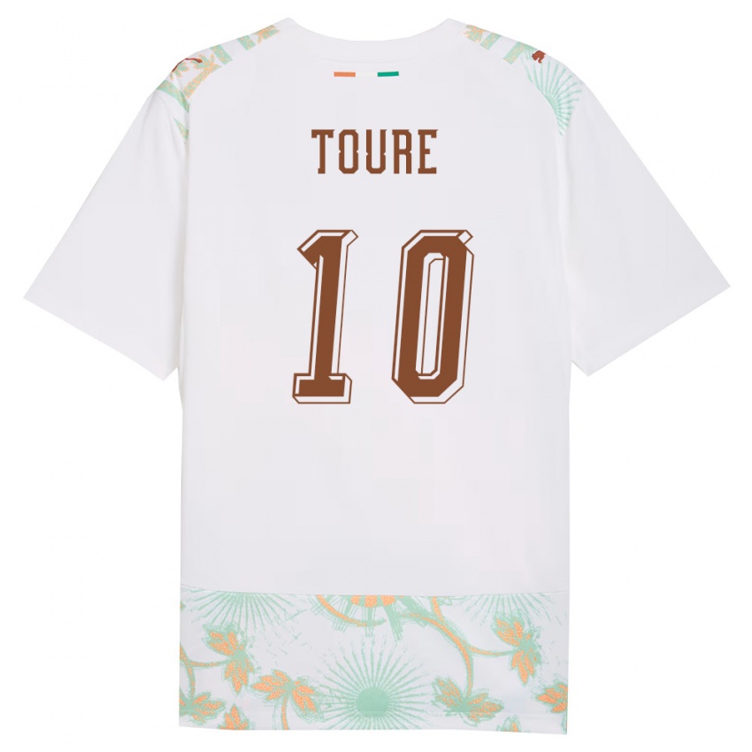 נשים חוף השנהב Ismael Toure #10 לבן כתום ירוק הרחק ג'רזי 26-28 חולצה קצרה