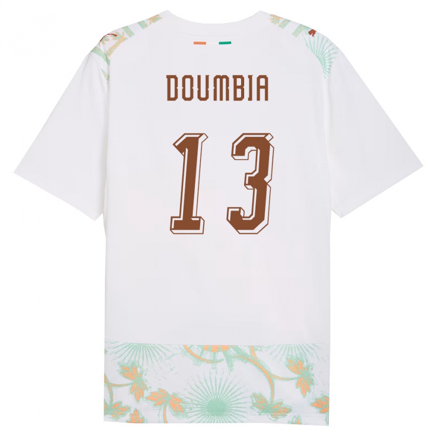 נשים חוף השנהב Vaboue Doumbia #13 לבן כתום ירוק הרחק ג'רזי 26-28 חולצה קצרה