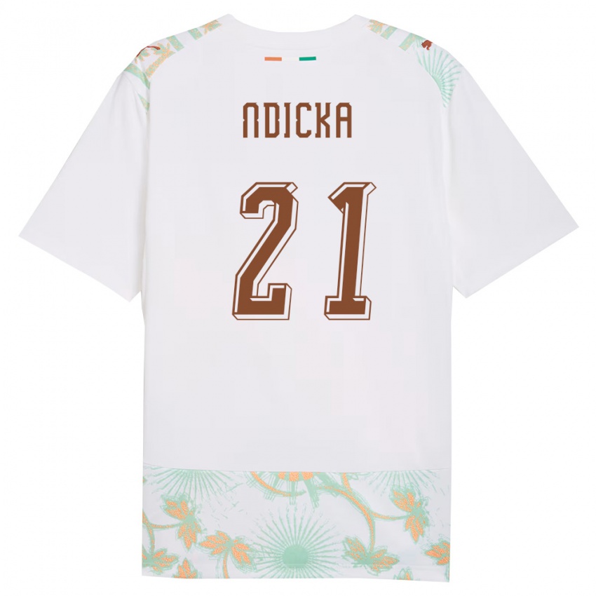 נשים חוף השנהב Evan Ndicka #21 לבן כתום ירוק הרחק ג'רזי 26-28 חולצה קצרה