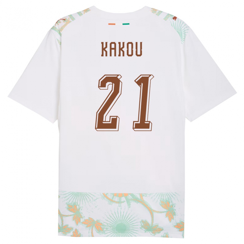 נשים חוף השנהב עמנואל קאקו #21 לבן כתום ירוק הרחק ג'רזי 26-28 חולצה קצרה