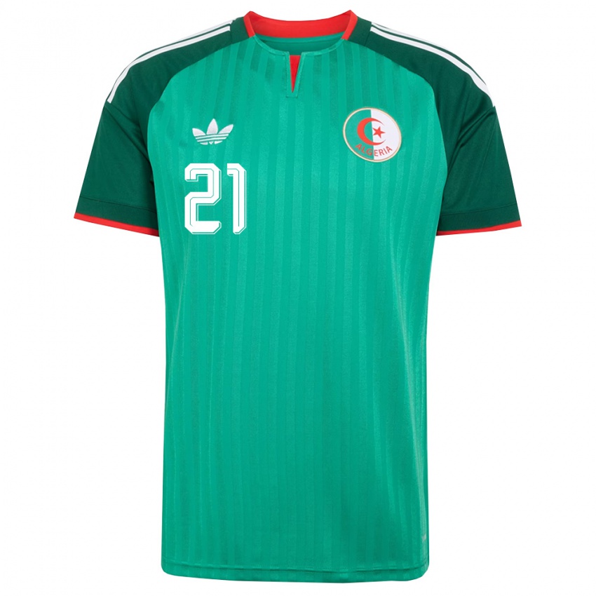 נשים אלג'יריה Ilian Refsi #21 ירוק אדום לבן הרחק ג'רזי 26-28 חולצה קצרה