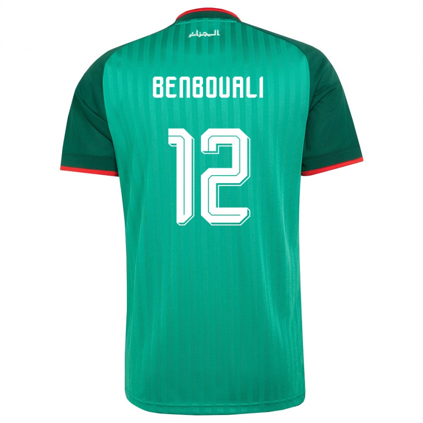 נשים אלג'יריה Nadhir Benbouali #12 ירוק אדום לבן הרחק ג'רזי 26-28 חולצה קצרה