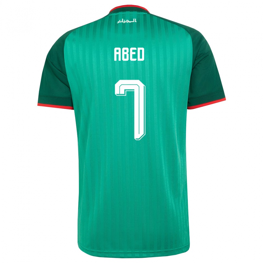 נשים אלג'יריה Yacine Abed #7 ירוק אדום לבן הרחק ג'רזי 26-28 חולצה קצרה
