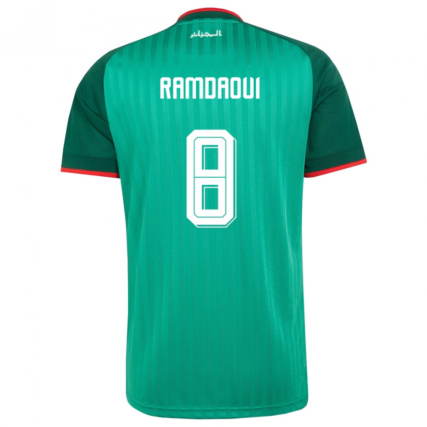 נשים אלג'יריה Mohamed El Amine Ramdaoui #8 ירוק אדום לבן הרחק ג'רזי 26-28 חולצה קצרה