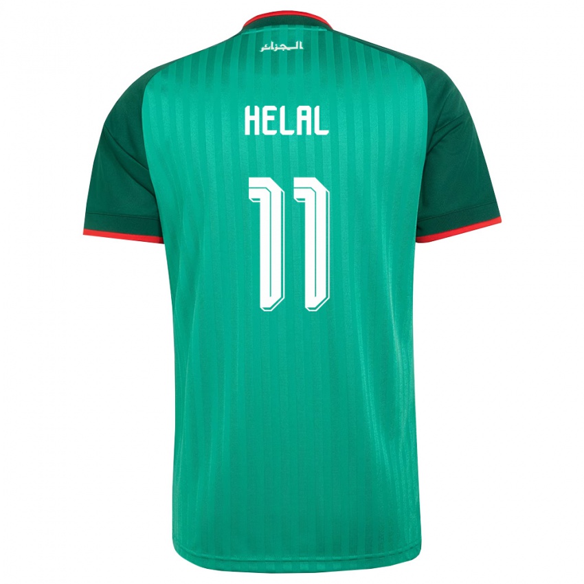 נשים אלג'יריה Mounir Helal #11 ירוק אדום לבן הרחק ג'רזי 26-28 חולצה קצרה