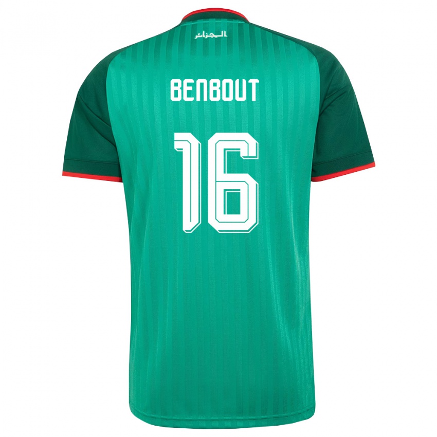 נשים אלג'יריה Oussama Benbout #16 ירוק אדום לבן הרחק ג'רזי 26-28 חולצה קצרה