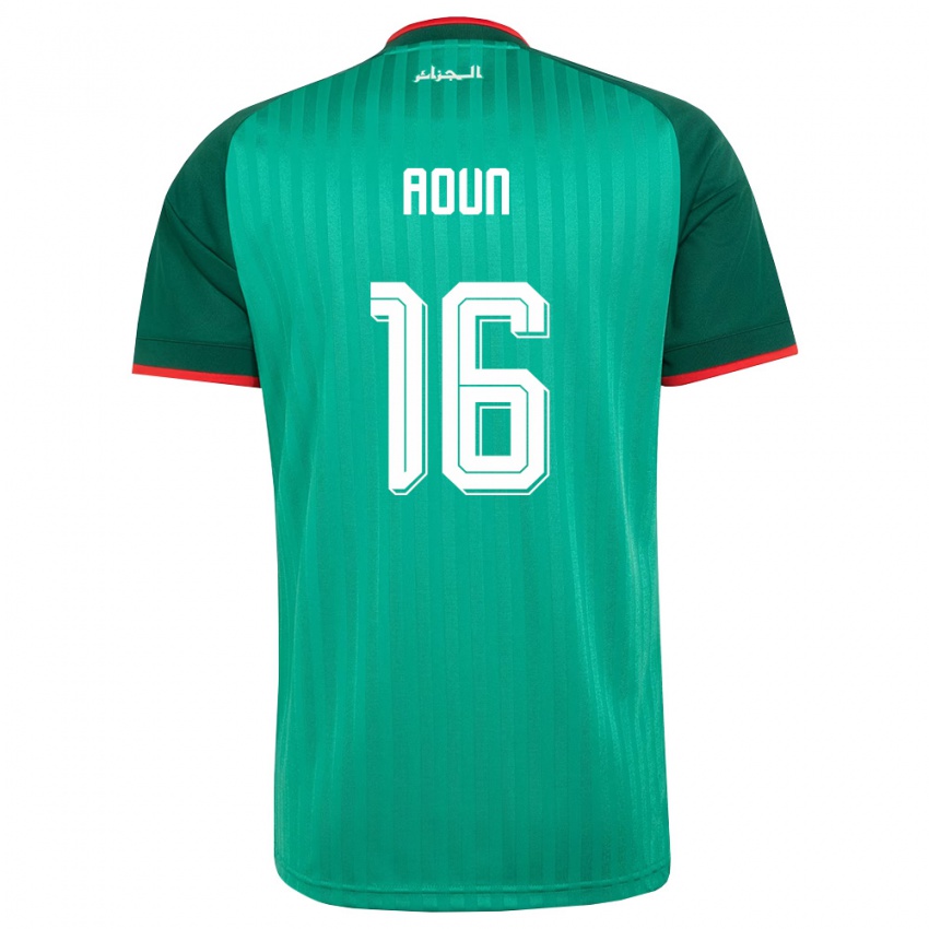 נשים אלג'יריה Abdellah Aoun #16 ירוק אדום לבן הרחק ג'רזי 26-28 חולצה קצרה