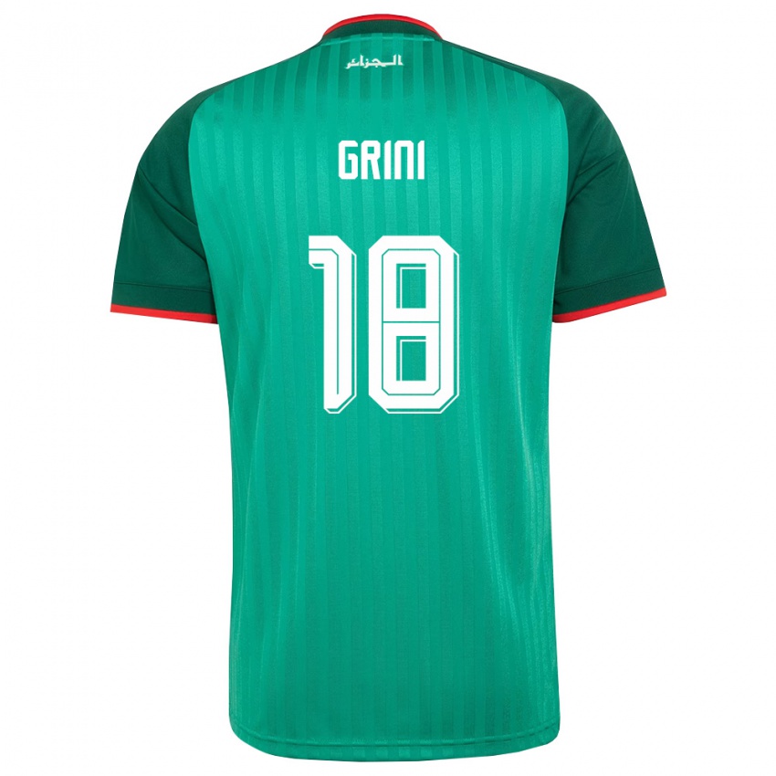 נשים אלג'יריה Ilyes Grini #18 ירוק אדום לבן הרחק ג'רזי 26-28 חולצה קצרה