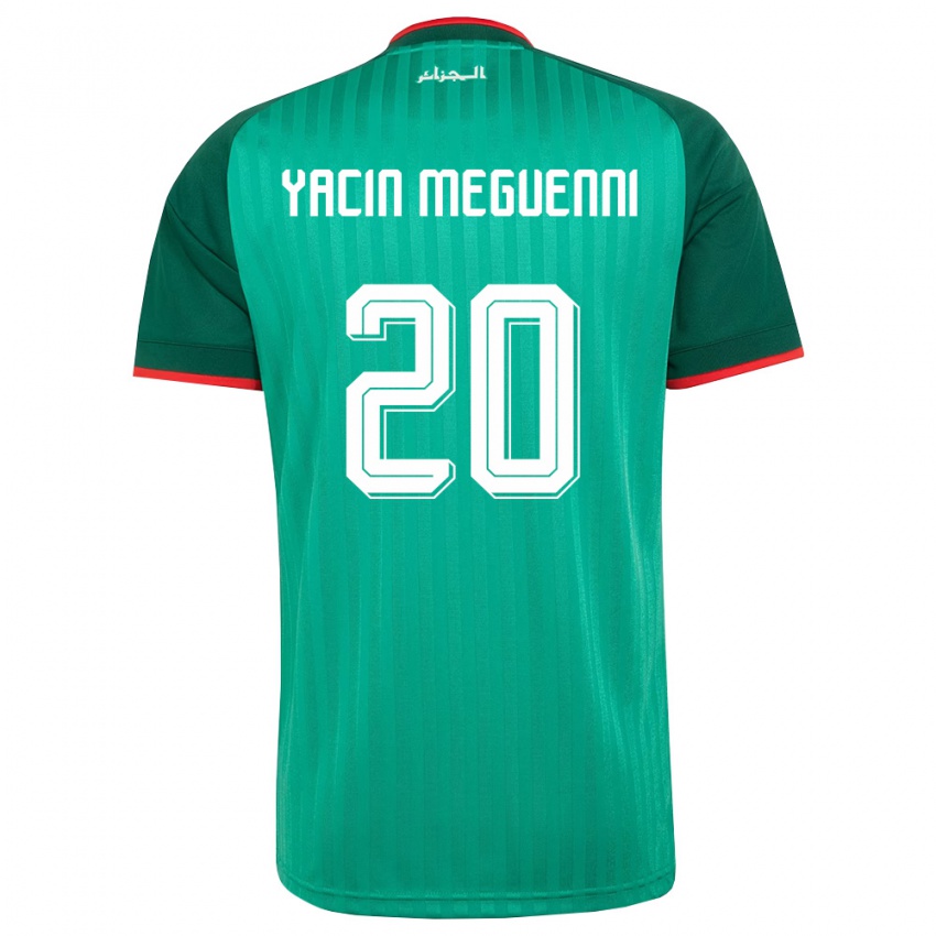 נשים אלג'יריה Mohamed Yacin Meguenni #20 ירוק אדום לבן הרחק ג'רזי 26-28 חולצה קצרה