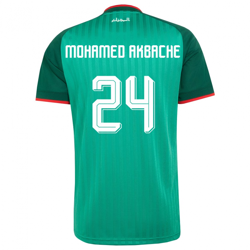 נשים אלג'יריה Tahar Mohamed Akbache #24 ירוק אדום לבן הרחק ג'רזי 26-28 חולצה קצרה