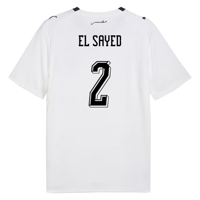 נשים מצרים Mohamed El Sayed #2 לבן אפור שחור הרחק ג'רזי 26-28 חולצה קצרה