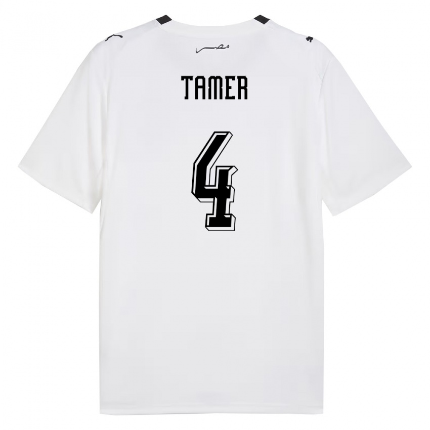 נשים מצרים Yassin Tamer #4 לבן אפור שחור הרחק ג'רזי 26-28 חולצה קצרה