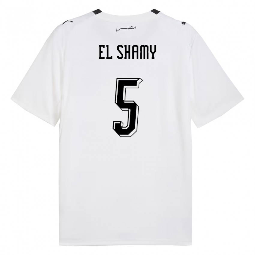 נשים מצרים Mohanad El Shamy #5 לבן אפור שחור הרחק ג'רזי 26-28 חולצה קצרה