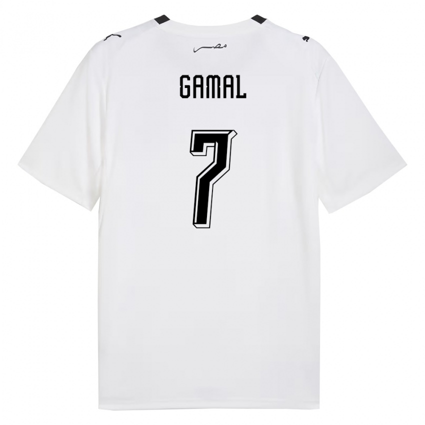 נשים מצרים Mohamed Gamal #7 לבן אפור שחור הרחק ג'רזי 26-28 חולצה קצרה