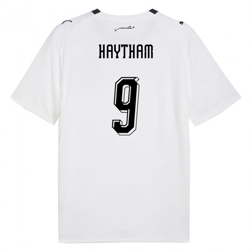 נשים מצרים Mohamed Haytham #9 לבן אפור שחור הרחק ג'רזי 26-28 חולצה קצרה