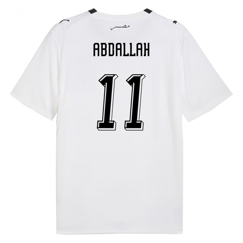 נשים מצרים Hamed Abdallah #11 לבן אפור שחור הרחק ג'רזי 26-28 חולצה קצרה