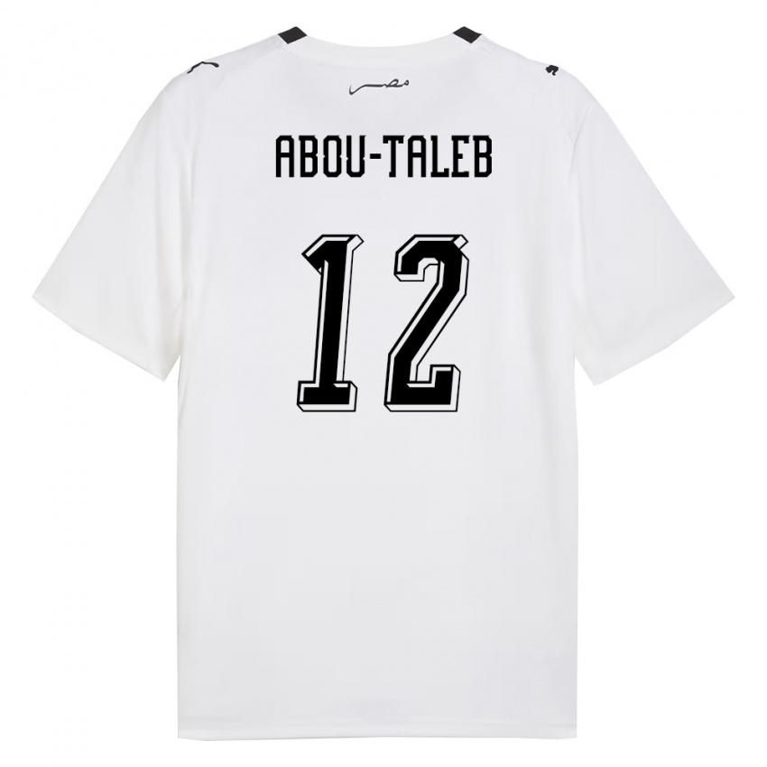 נשים מצרים Omar Abou-Taleb #12 לבן אפור שחור הרחק ג'רזי 26-28 חולצה קצרה