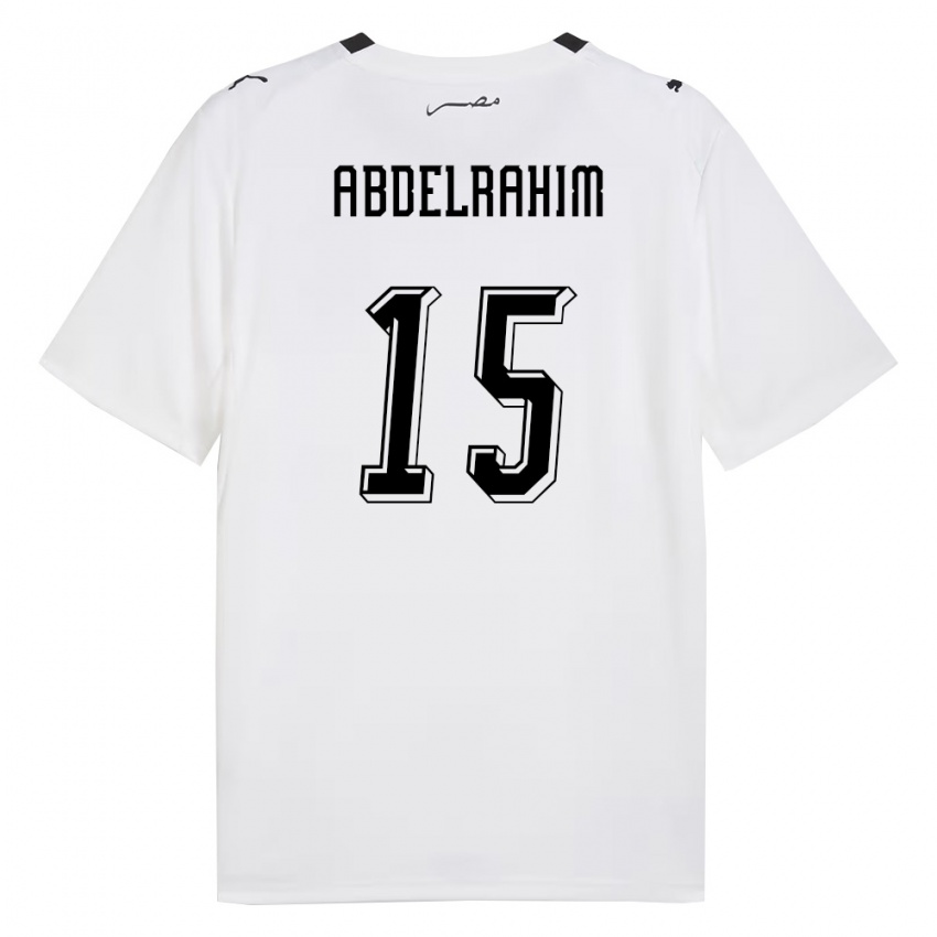 נשים מצרים Omar Abdelrahim #15 לבן אפור שחור הרחק ג'רזי 26-28 חולצה קצרה