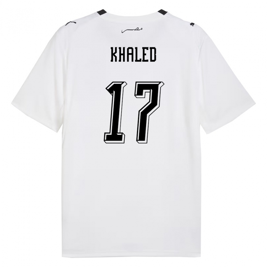 נשים מצרים Amr Khaled #17 לבן אפור שחור הרחק ג'רזי 26-28 חולצה קצרה