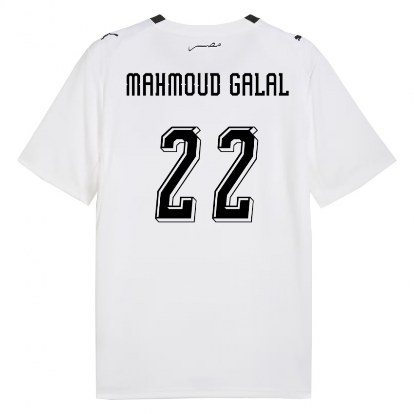 נשים מצרים Baraa Mahmoud Galal #22 לבן אפור שחור הרחק ג'רזי 26-28 חולצה קצרה