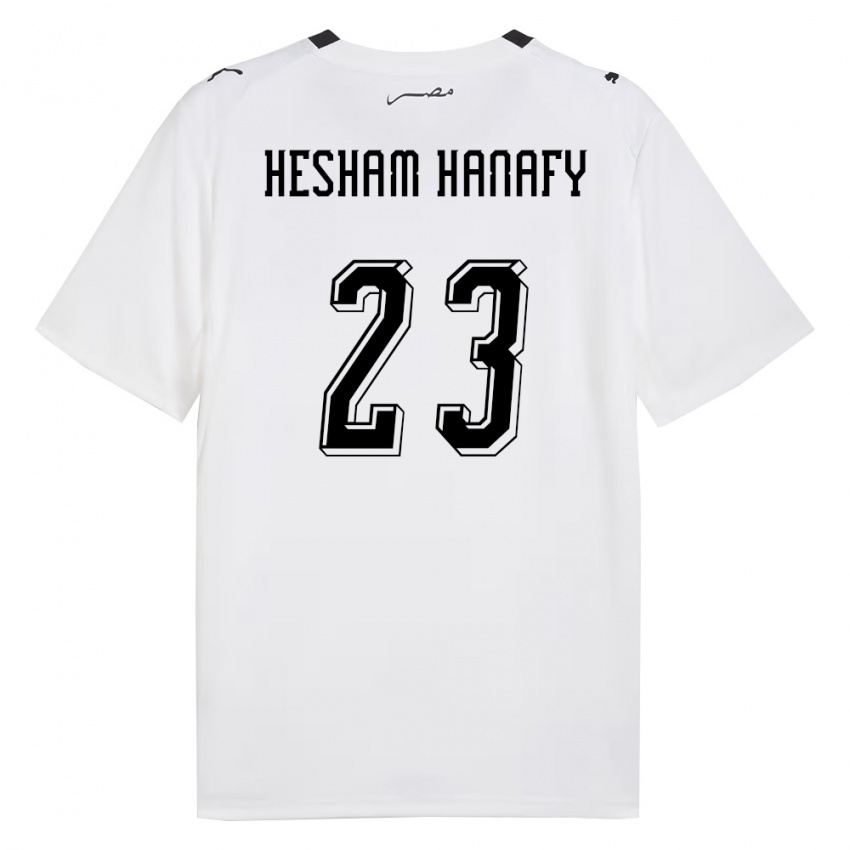 נשים מצרים Yassin Hesham Hanafy #23 לבן אפור שחור הרחק ג'רזי 26-28 חולצה קצרה