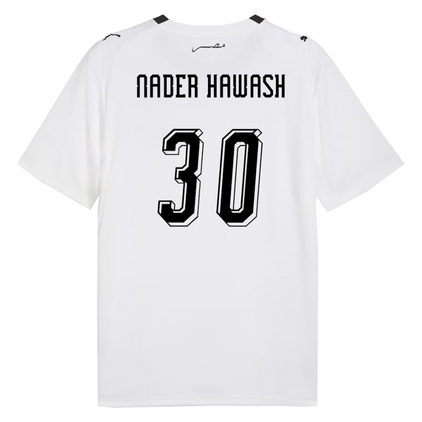 נשים מצרים Ahmed Nader Hawash #30 לבן אפור שחור הרחק ג'רזי 26-28 חולצה קצרה