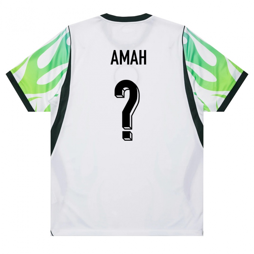 נשים ניגריה John Amah #0 לבן ירוק הרחק ג'רזי 26-28 חולצה קצרה
