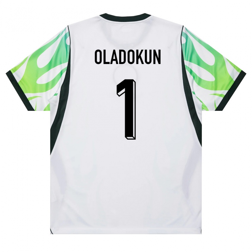 נשים ניגריה Tomiwa Oladokun #1 לבן ירוק הרחק ג'רזי 26-28 חולצה קצרה