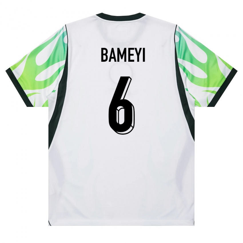 נשים ניגריה Daniel Bameyi #6 לבן ירוק הרחק ג'רזי 26-28 חולצה קצרה
