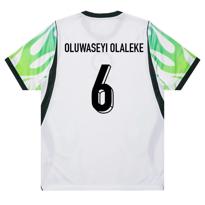 נשים ניגריה Jeremiah Oluwaseyi Olaleke #6 לבן ירוק הרחק ג'רזי 26-28 חולצה קצרה