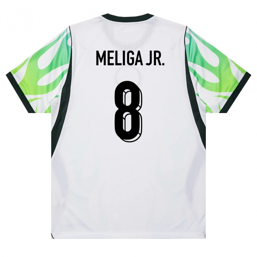 נשים ניגריה Promise Meliga Jr. #8 לבן ירוק הרחק ג'רזי 26-28 חולצה קצרה