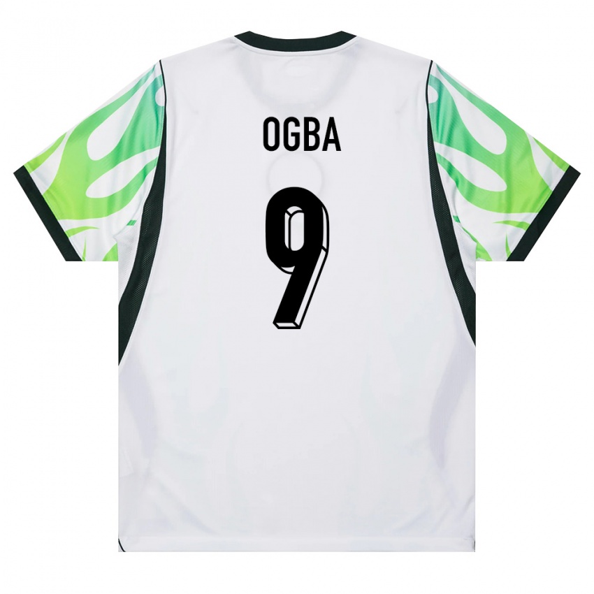 נשים ניגריה Ifeanyi Ogba #9 לבן ירוק הרחק ג'רזי 26-28 חולצה קצרה