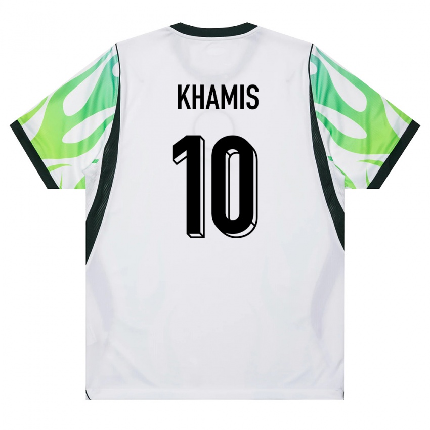 נשים ניגריה Idris Khamis #10 לבן ירוק הרחק ג'רזי 26-28 חולצה קצרה