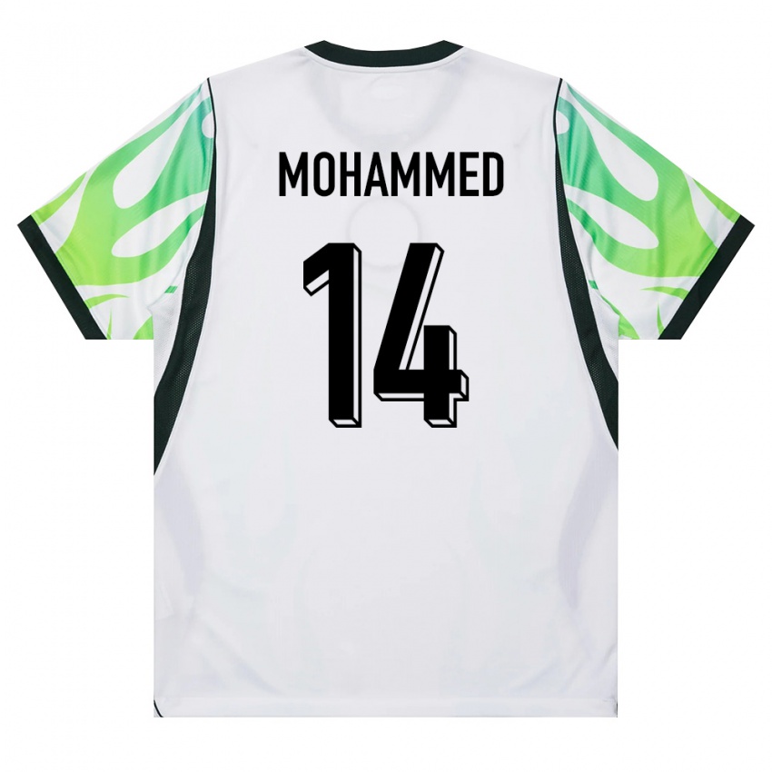 נשים ניגריה Usman Mohammed #14 לבן ירוק הרחק ג'רזי 26-28 חולצה קצרה