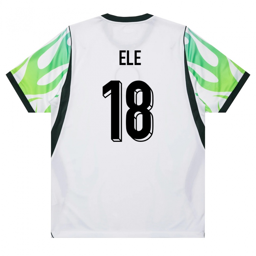 נשים ניגריה Abdullahi Ele #18 לבן ירוק הרחק ג'רזי 26-28 חולצה קצרה
