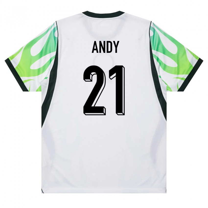 נשים ניגריה Ezekiel Andy #21 לבן ירוק הרחק ג'רזי 26-28 חולצה קצרה