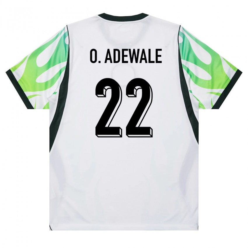 נשים ניגריה Quadri Oluwatobiloba Adewale #22 לבן ירוק הרחק ג'רזי 26-28 חולצה קצרה