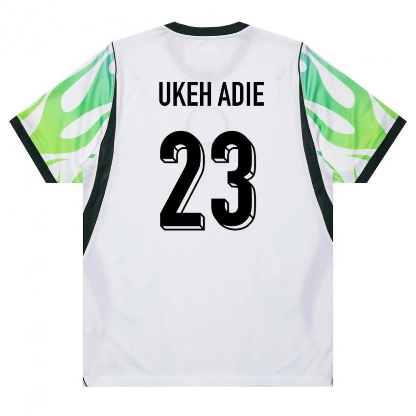נשים ניגריה Gift Ukeh Adie #23 לבן ירוק הרחק ג'רזי 26-28 חולצה קצרה