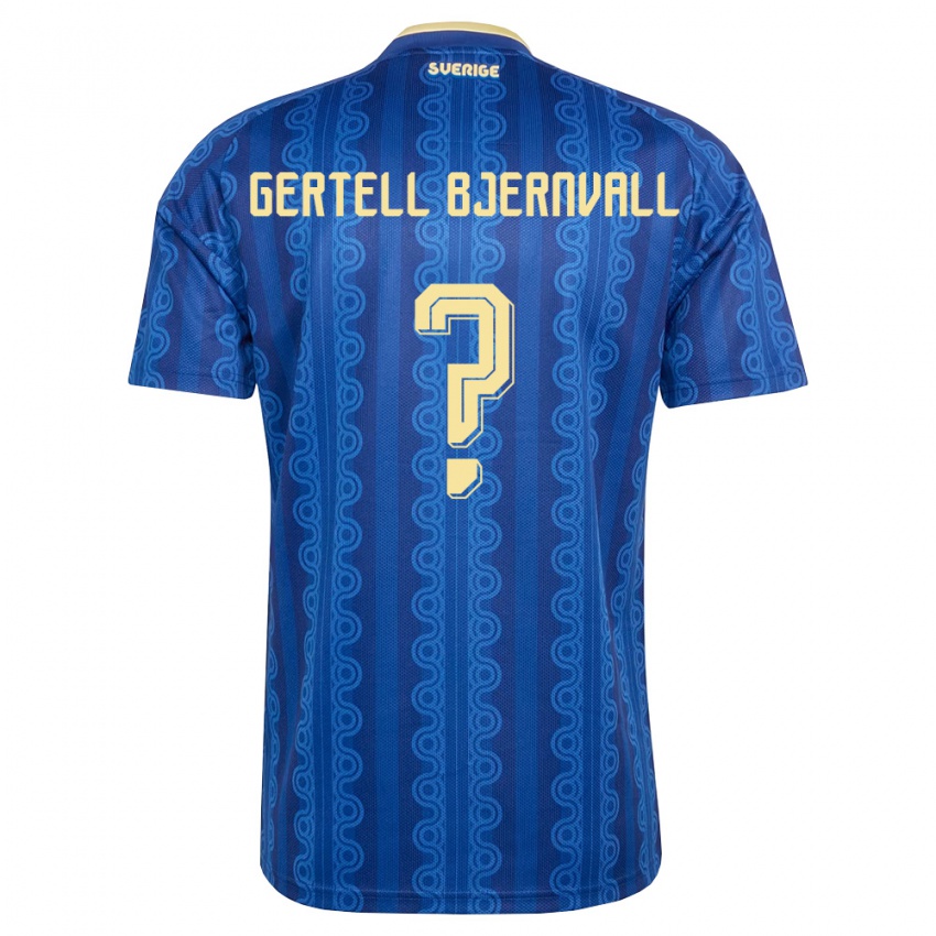 נשים שוודיה Felix Gertell Bjernvall #0 כחול כהה צהוב הרחק ג'רזי 26-28 חולצה קצרה