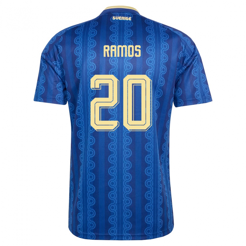 נשים שוודיה Samuel Ramos #20 כחול כהה צהוב הרחק ג'רזי 26-28 חולצה קצרה