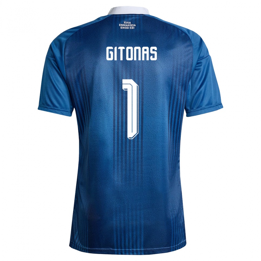 נשים יוון Christos Gitonas #1 כהה כחול לבן הרחק ג'רזי 26-28 חולצה קצרה