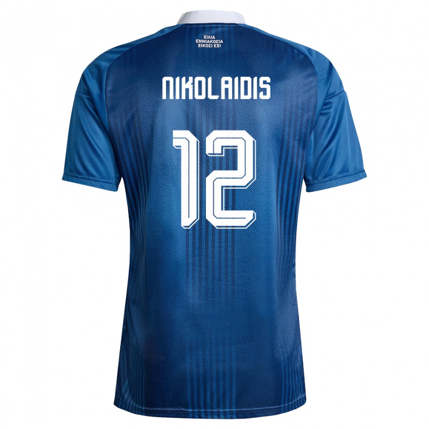 נשים יוון Georgios Nikolaidis #12 כהה כחול לבן הרחק ג'רזי 26-28 חולצה קצרה